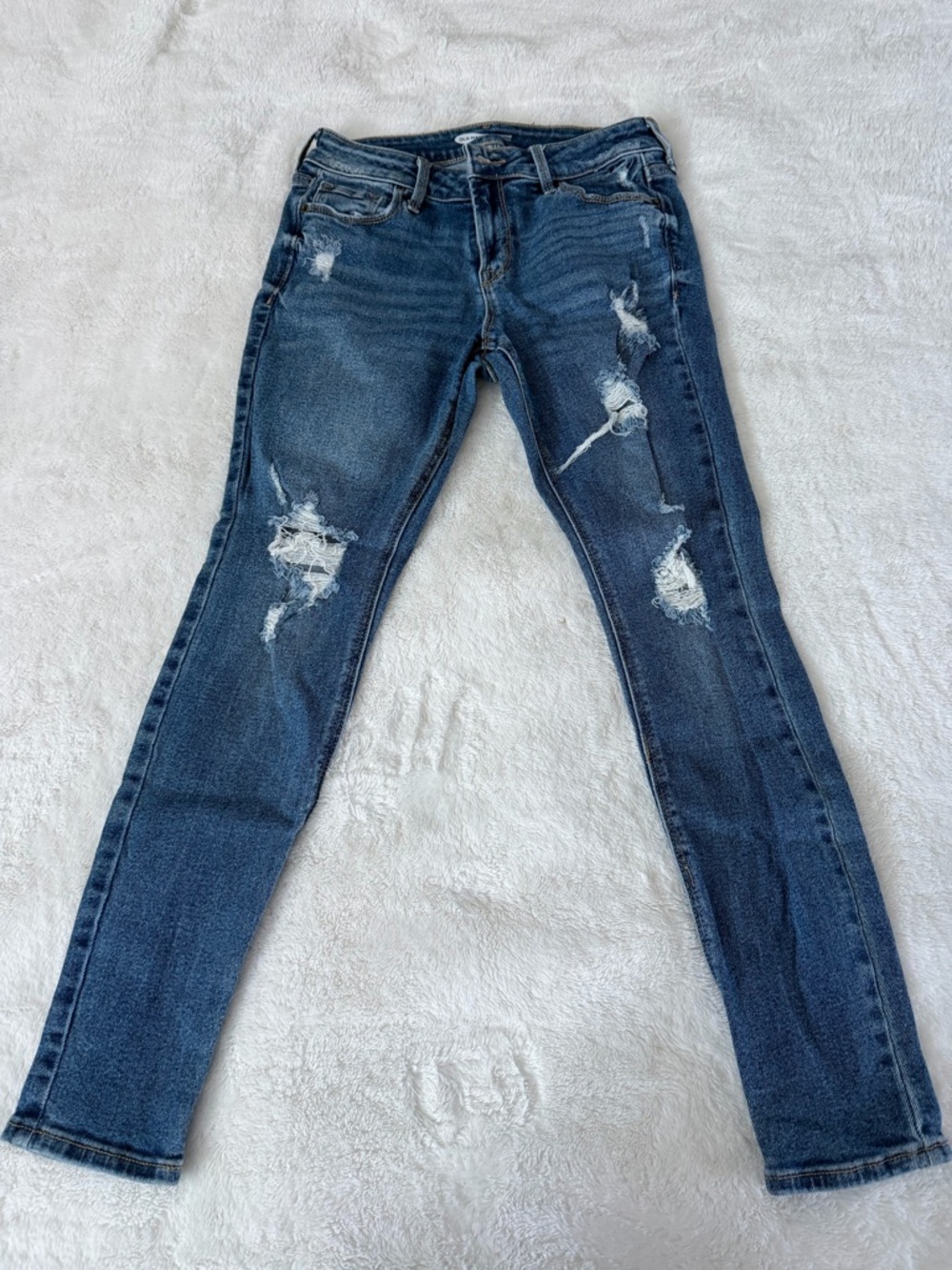 Old Navy Dark Blue Distressed Skinny Jeans